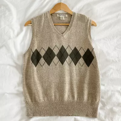 Vintage 90’s Britches Tan Ramie Cotton Argyle Sweater Vest S / M • $28