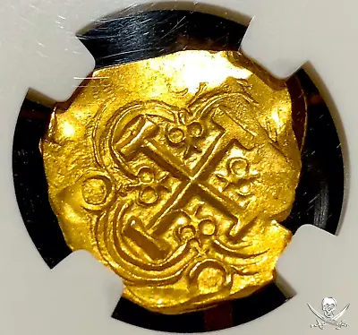 Colombia 2 Escudos 1694-13 Ngc 64 Pirate Gold Coins Shipwreck Treasure Doubloon • $13750