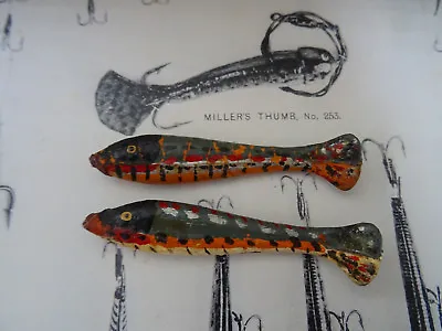 A Pair Of Scarce Vintage Gutta Percha Miller's Thumb Fishing Lures • $74.59