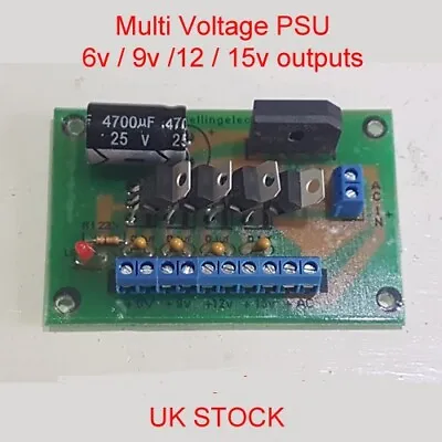 £16.40 • Buy Multi Voltage Power Supply AC/DC In 6v,9v,12,15v DC Out  Model Railway All Gauge