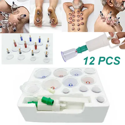 $12.82 • Buy 12 Cups Set Medical Chinese Body Vacuum Cupping Healthy Suction Therapy Massage