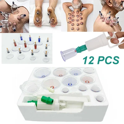 $12.82 • Buy 12 Cups Set Medical Chinese Body Vacuum Cupping Healthy Suction Therapy Massage
