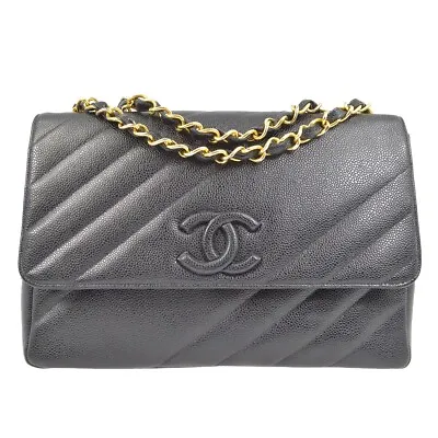 Chanel Black Caviar Straight Flap Jumbo Shoulder Bag 110488 • £4361.22