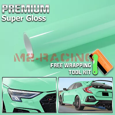 1FTx5FT Premium Super Gloss Glossy Seafoam Green Car Vinyl Wrap Sticker Decal • $10