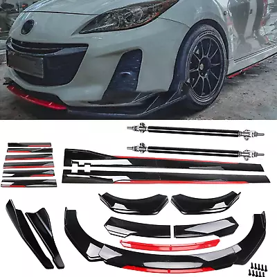 Front Rear Bumper Spoiler Body Kit Splitter Side Skirt For Mazda 2 3 6 Glossy • $99.99