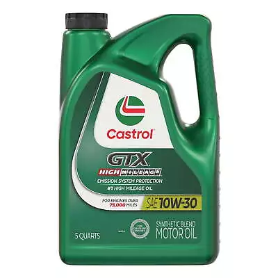 Castrol GTX High Mileage 10W-30 Synthetic Blend Motor Oil 5 Quarts • $22.76