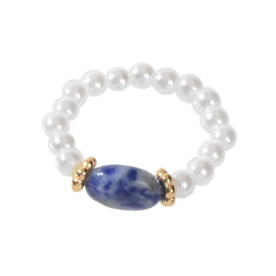 $3.99 • Buy Retro Textured Jewellery Elastic Pearl Natural Stone Finger Ring Band For Women