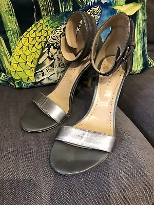 Mint Velvet 41 Pewter Grey Heel Sofia Sandal Shoes Uk 8 Beautiful • £9