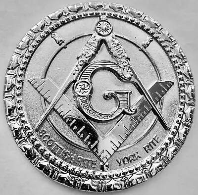 Freemason Masonic Heavy Duty All Chrome Metal Auto Tag Car Truck Emblem • $13.99
