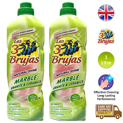 3Witches Concentrated Marble Granite Ceramic Home Cleaner Liquid Quick Dry 1L X2 • £12.10