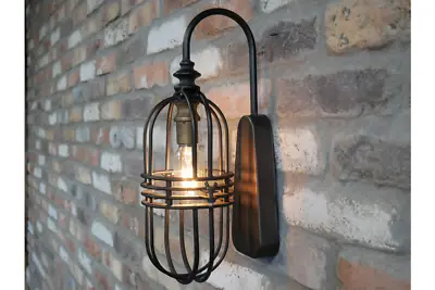 Industrial Style Wall Light Black Lighting Battery Operated Vintage Lamp New • £39.95