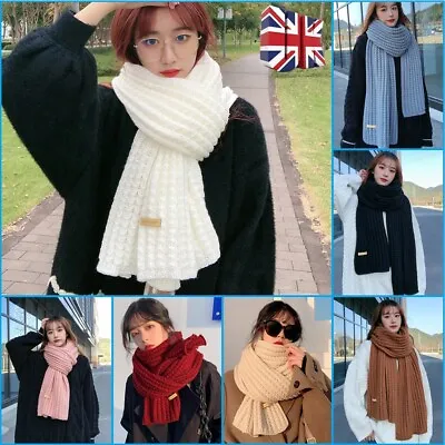 £8.95 • Buy Womens Mens Winter Thick Cable Knit Wrap Chunky Winter Long Soft Warm Scarves UK