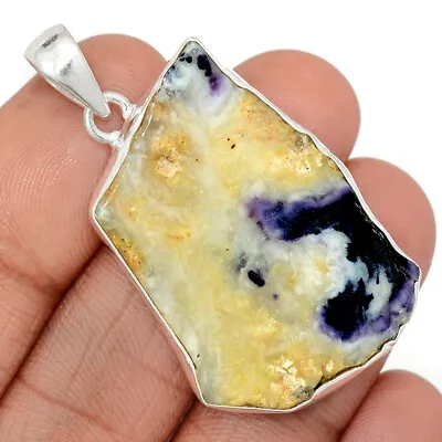 Natural Violet Flame Opal Slice - Mexico 925 Silver Pendant Jewelry CP34064 • $15.99