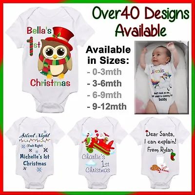 Personalised First Christmas Baby One Piece Romper Customised Name Gift 1st Xmas • $22