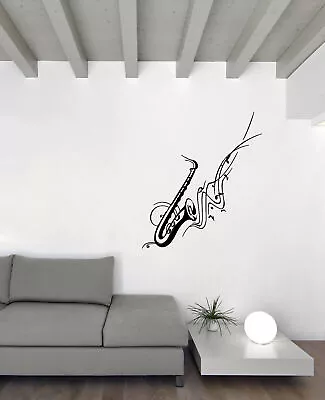 Vinyl Wall Decal Musical Room Decor Saxophon Jazz Blues Notes Music (n1684) • $21.99