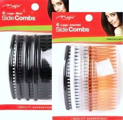 PACK OF 4 STRONG Plastic Hair Slide Grip Combs 10 CM BLACKBROWN MIX ACCESSORIES • £3.79
