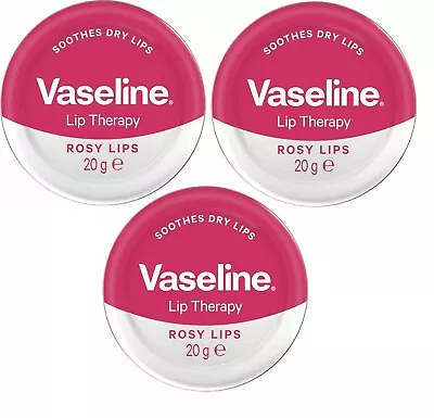 £5.95 • Buy 3 X Vaseline Lip Therapy ROSY LIPS Pink Tin 20g (20g X 3)
