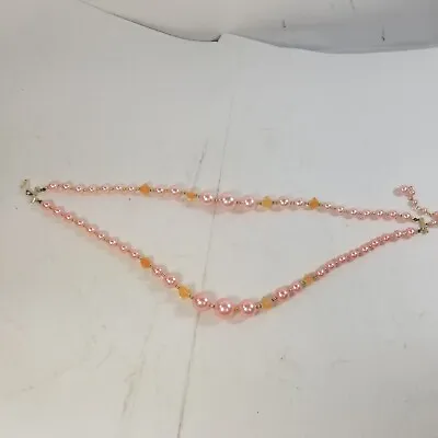 Vintage Multi Strand Beaded Choker Necklace Adjustable Retro Pink/Salmon/Orange • $19.99