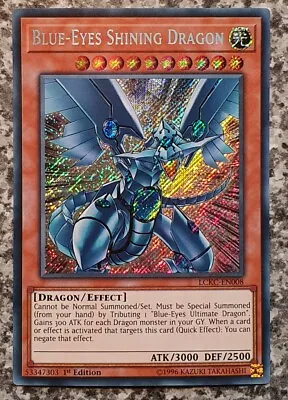 2018 Yugioh Blue-Eyes Shining Dragon 1st Edition LCKC-EN008 Secret Rare MINT • £158.34