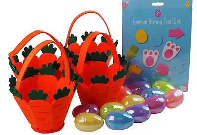 Easter Egg Hunt Complete Kit - 4 X Carrot Baskets Egg Capsules Signs Arrows • £13.99