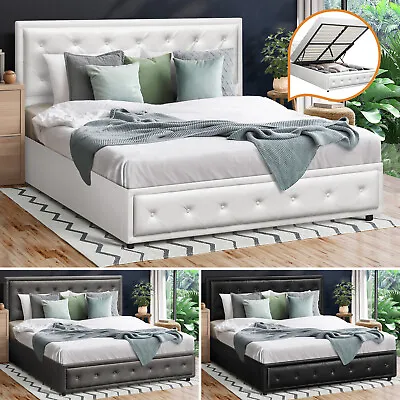 $269.90 • Buy Oikiture Bed Frame Queen Double King Single Size Gas Lift Base With Storage