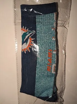 Miami Dolphins Socks Large CREW BRAND NEW NFL TEAM SPORTS FAN COMFY • $17.99