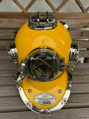 Vintage Diving Divers Helmet Marine Mark V Navy Yellow Deep Scuba Helmet • $159.99