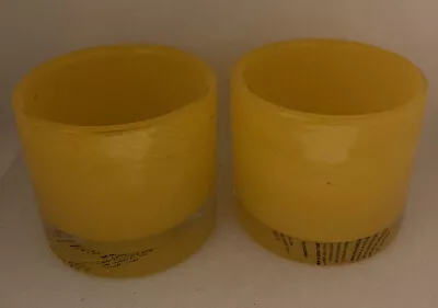 Pottery Barn~Summer Votive Holder~*ORANGE*~Thick Glass~3”x3.5”~Set Of 2~**READ** • $26