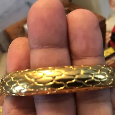 Vintage Etched Brushed Matte Gold Tone Snake Textured Bangle Bracelet 7” Signed • $11.75