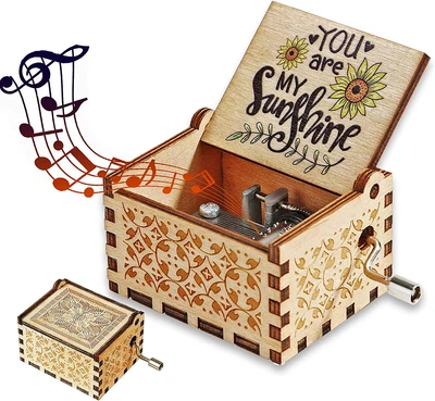 $13.80 • Buy You Are My Sunshine Music Box, Small Cute Hand Crank Wooden Music Box B