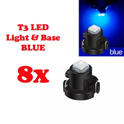 8Pcs T3 LED Light Bulbs 12V COB Dashboard Switch Cluster Warning BLUE Colour • $14.95