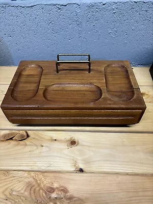 Vintage MCM Men's Valet Jewelry Box Desk Caddy Red Felt Line Drawer • $29.99