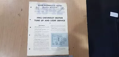 Service Bulletin Motor Tune Up & Light Service  1942 Chevrolet Motor • $12