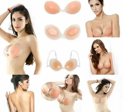 £5.38 • Buy Silicone Self Adhesive PushUp Invisible Stick On Strap Nude Bust Shaper Bra ABCD