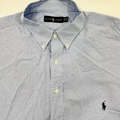 Ralph Lauren Polo Mens Long Sleeve Button Up Shirt Blue Gingham Classic Fit 2XLT • $25