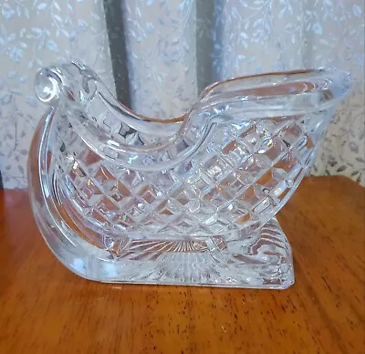 Santa Sleigh Vintage Christmas 24%  Heavy Lead Crystal Diamond Pattern & Plant • $30