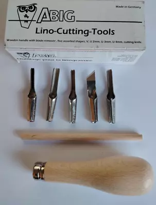 Abig Lino Cutter & 5 Assorted Cutters With Box • £14.99