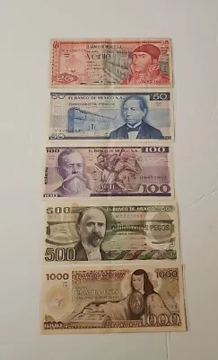 Lot Of 5 Mexico Banknote  Pesos Paper Money Mexican BDM  • $22.95