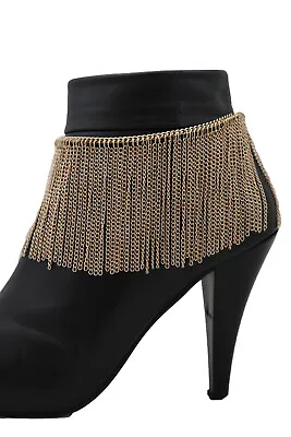 Women Gold Metal Chain Boot Bracelet Shoe Long Fringes Charm Anklet Dance Zumba • £48.10