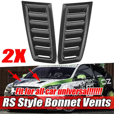 2x Carbon Fiber Car Hood Vent Scoop Louver Scoop Cover Air Flow Intake Universal • $14.45