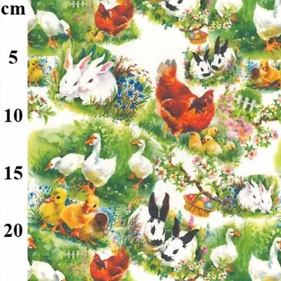 100% Digital Cotton Fabric Rose & Hubble Farm Animals Floral Garden 150cm Wide • £1.50