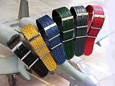 NATO G10 ® Shark Skin Calf Leather Watch Band Strap Military RAF Pilot IW SUISSE • $19.79