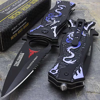 8  TAC FORCE BLUE DRAGON SPRING ASSISTED TACTICAL FOLDING KNIFE Pocket Blade • $9.95