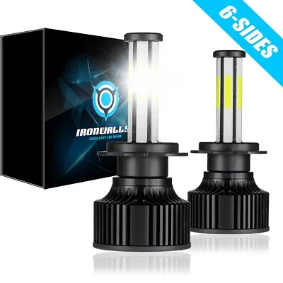 $32.87 • Buy 6-Sides H7 LED Headlight Bulbs Conversion Kit High / Low Beam 6500K White Bright
