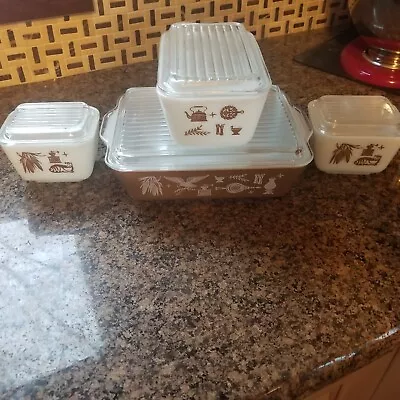 Vintage Pyrex Early American Refrigerator Dish Set 1960s Complete 8 Pieces • $103.75