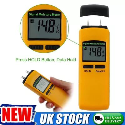 Digital Moisture Detector Damp Meter Wood Brick Screed Wallpaper Caravan Tester • £11.26