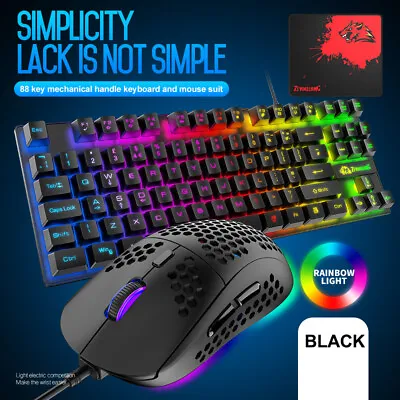 $43.89 • Buy For PC PS4 Xbox One Gaming Keyboard Mouse And Mouse Pad Set Rainbow RGB Backlit 