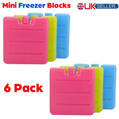£6.79 • Buy 6 Pack Small Mini Freezer Blocks Ice Packs For Picnic Cooler Bags Kids Lunch Box