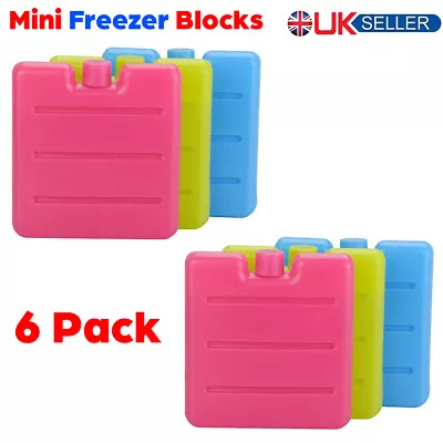 6 Pack Small Mini Freezer Blocks Ice Packs For Picnic Cooler Bags Kids Lunch Box • £4.99