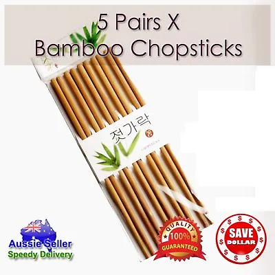 $4.95 • Buy 5 / 10 Pairs Classic Asian Korean Bamboo Chopsticks Wooden Wood Dinner Gift